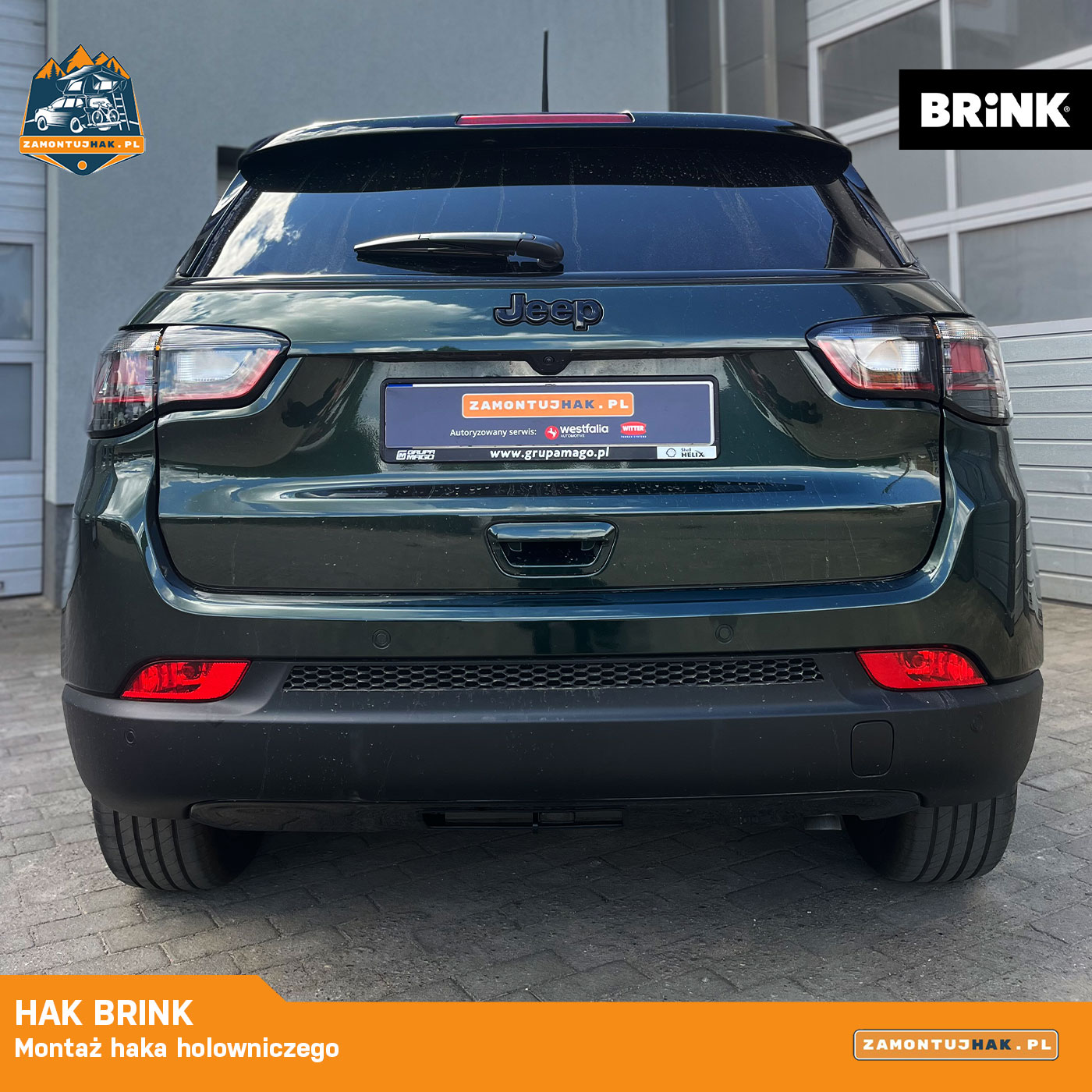 Montaż haka holowniczego Brink w Jeepie